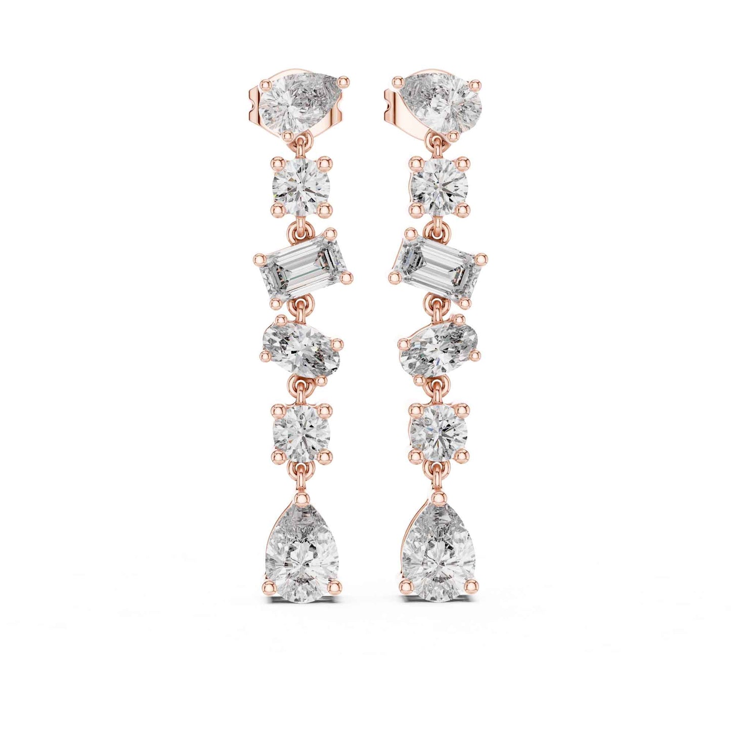 Multi-Shape Cascade Lab Grown Diamond Drop & Dangle Earrings