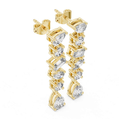Multi-Shape Cascade Lab Grown Diamond Drop & Dangle Earrings
