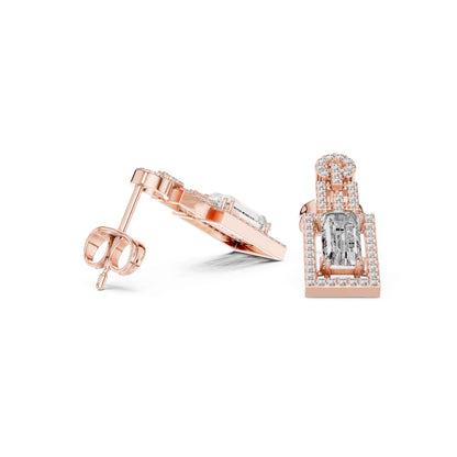 Emerald Frame Lab Grown Diamond Drop & Dangel Earrings