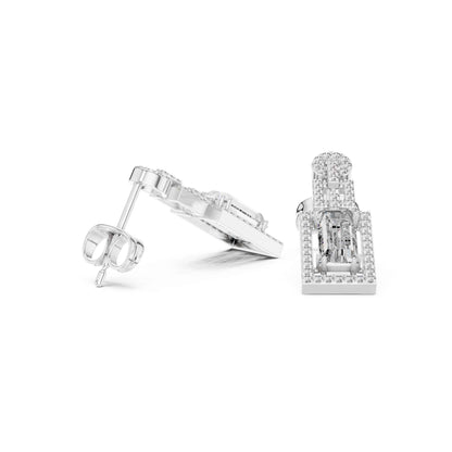 Emerald Frame Lab Grown Diamond Drop & Dangel Earrings