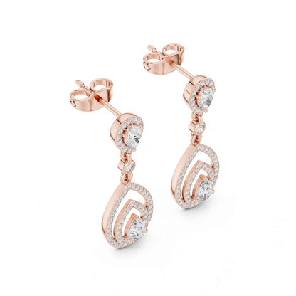 Pear Cut Halo Lab Grown Diamond Drop & Dangle Earrings