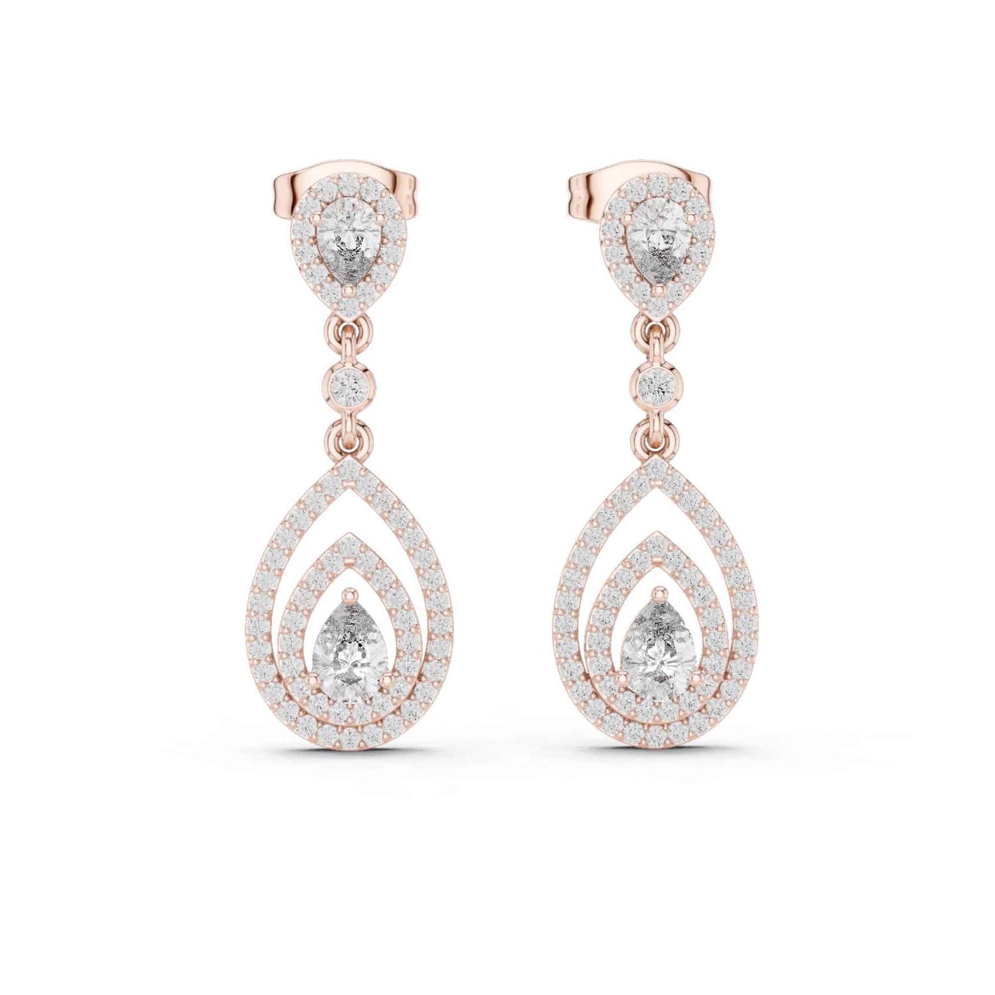 Pear Cut Halo Lab Grown Diamond Drop & Dangle Earrings