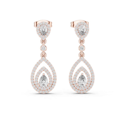 Pear Cut Halo Lab Grown Diamond Drop & Dangle Earrings