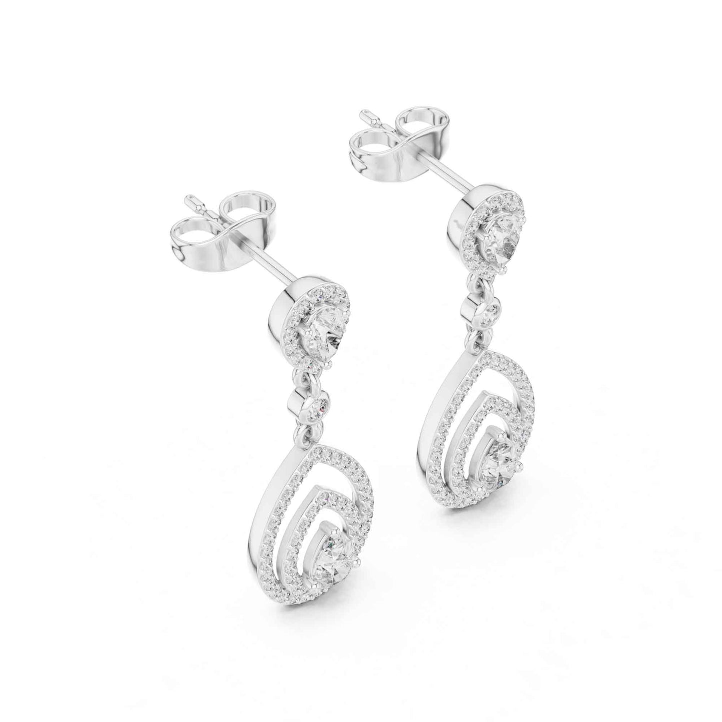 Pear Cut Halo Lab Grown Diamond Drop & Dangle Earrings