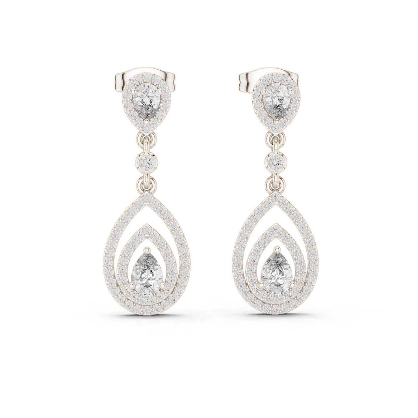 Pear Cut Halo Lab Grown Diamond Drop & Dangle Earrings