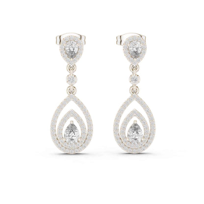 Pear Cut Halo Lab Grown Diamond Drop & Dangle Earrings