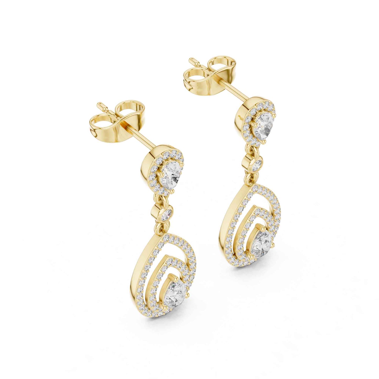 Pear Cut Halo Lab Grown Diamond Drop & Dangle Earrings