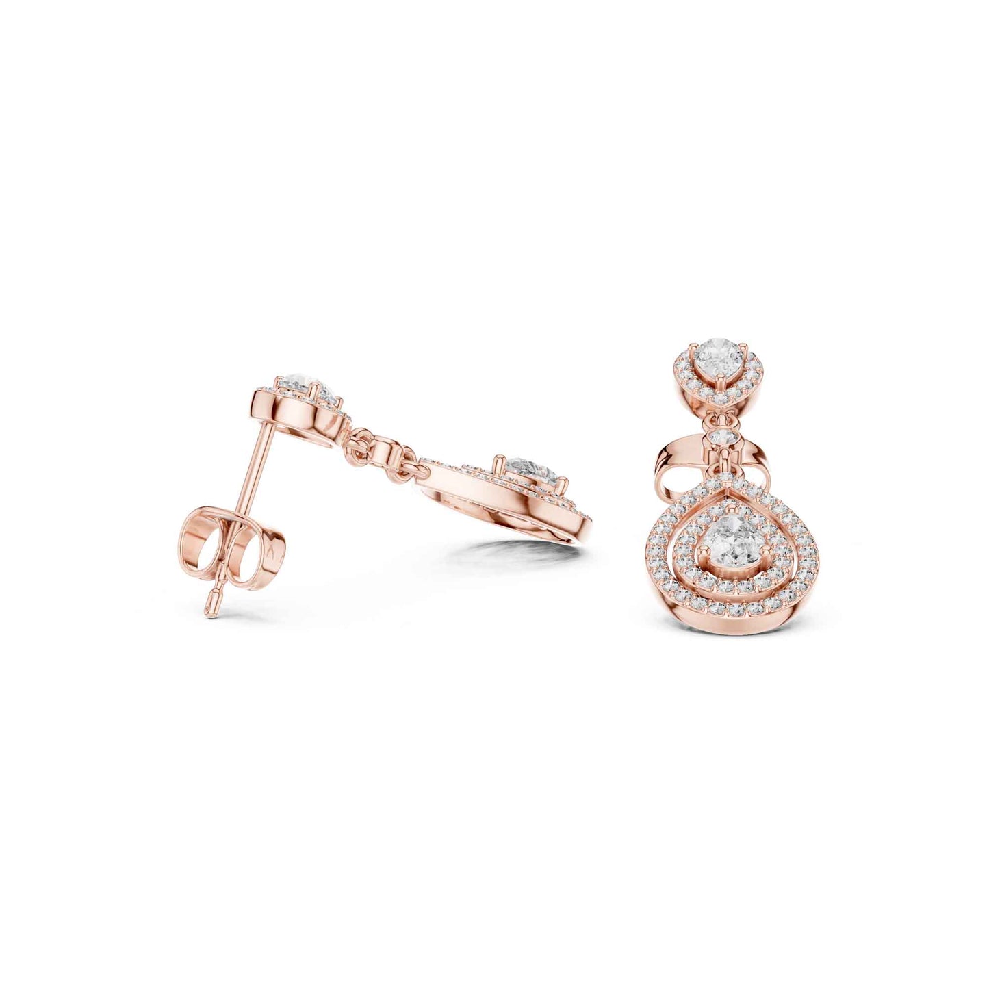 Pear Cut Halo Lab Grown Diamond Drop & Dangle Earrings