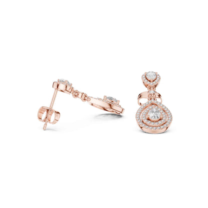 Pear Cut Halo Lab Grown Diamond Drop & Dangle Earrings