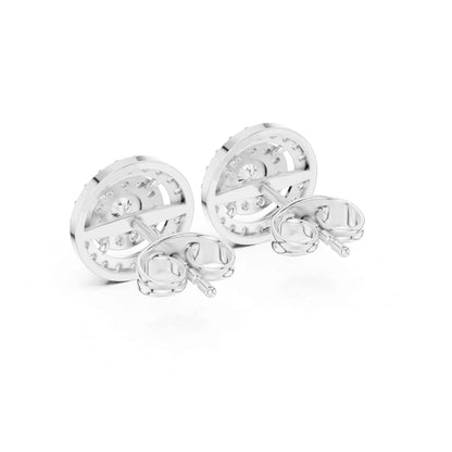 Round Cut Halo Lab Grown Diamond Stud Earrings