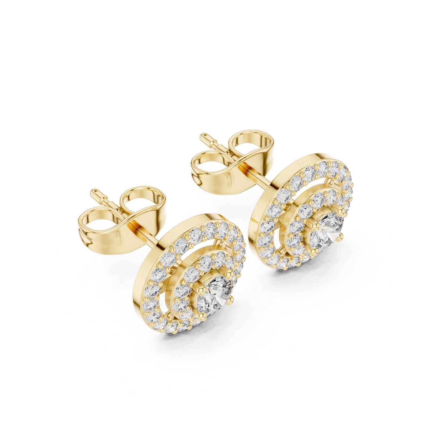 Round Cut Halo Lab Grown Diamond Stud Earrings