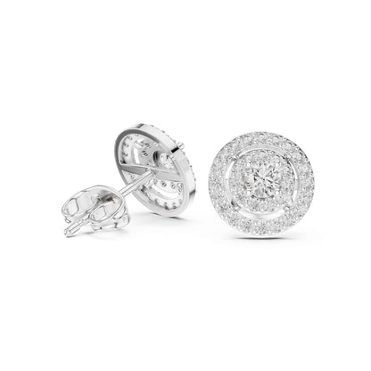 Round Cut Halo Lab Grown Diamond Stud Earrings