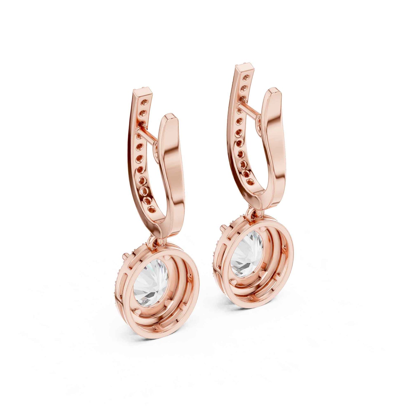 Oval Cut Halo Lab Grown Diamond Drop & Dangle Earrings