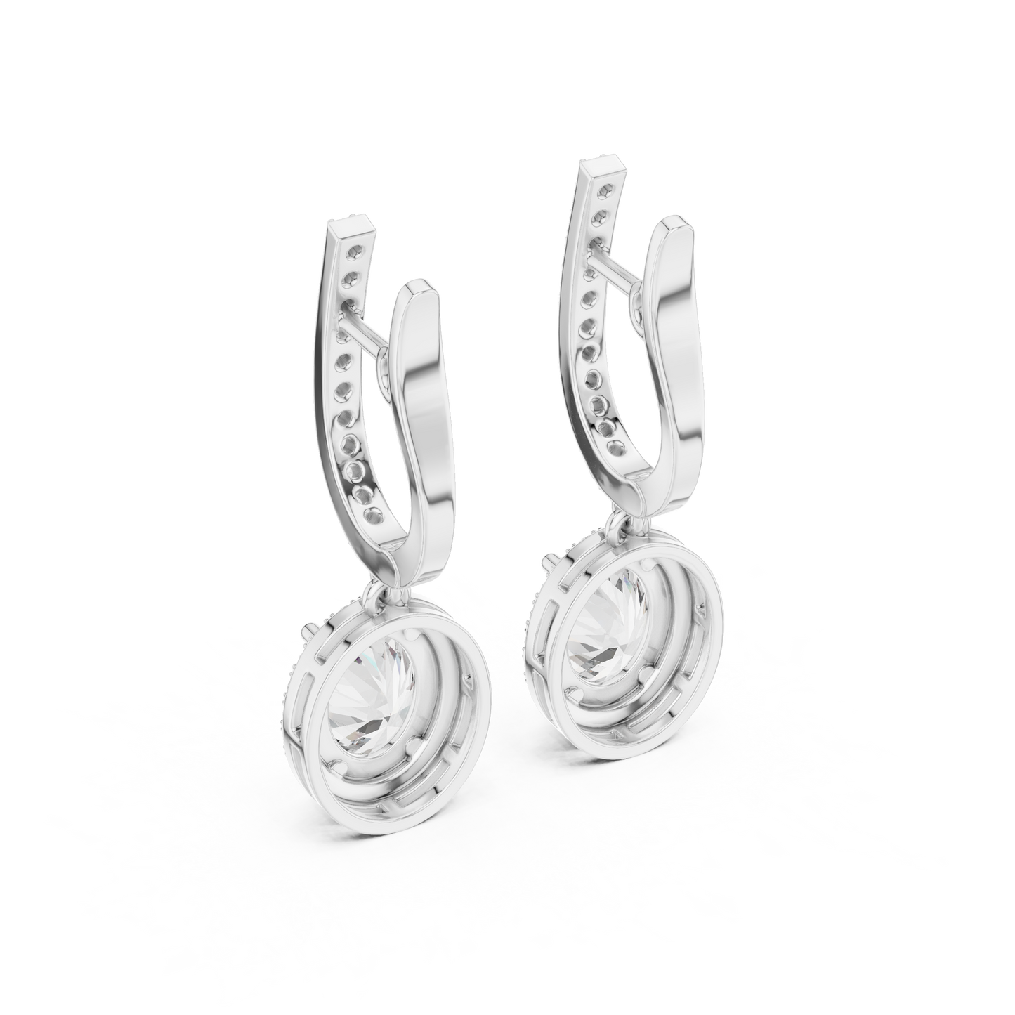 Oval Cut Halo Lab Grown Diamond Drop & Dangle Earrings