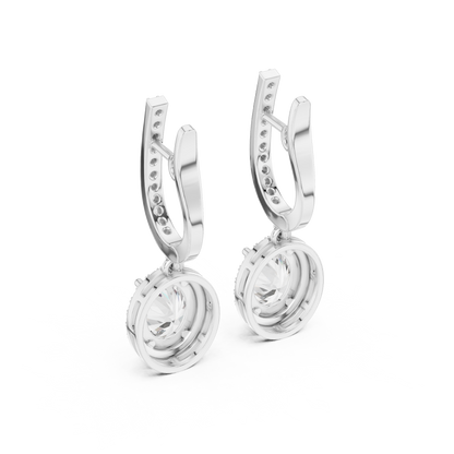 Oval Cut Halo Lab Grown Diamond Drop & Dangle Earrings