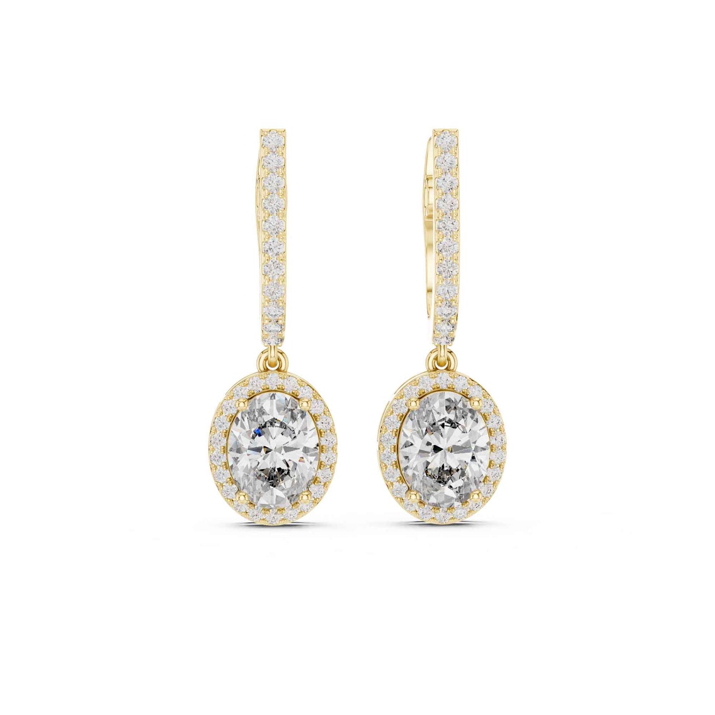 Oval Cut Halo Lab Grown Diamond Drop & Dangle Earrings