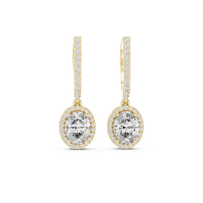 Oval Cut Halo Lab Grown Diamond Drop & Dangle Earrings