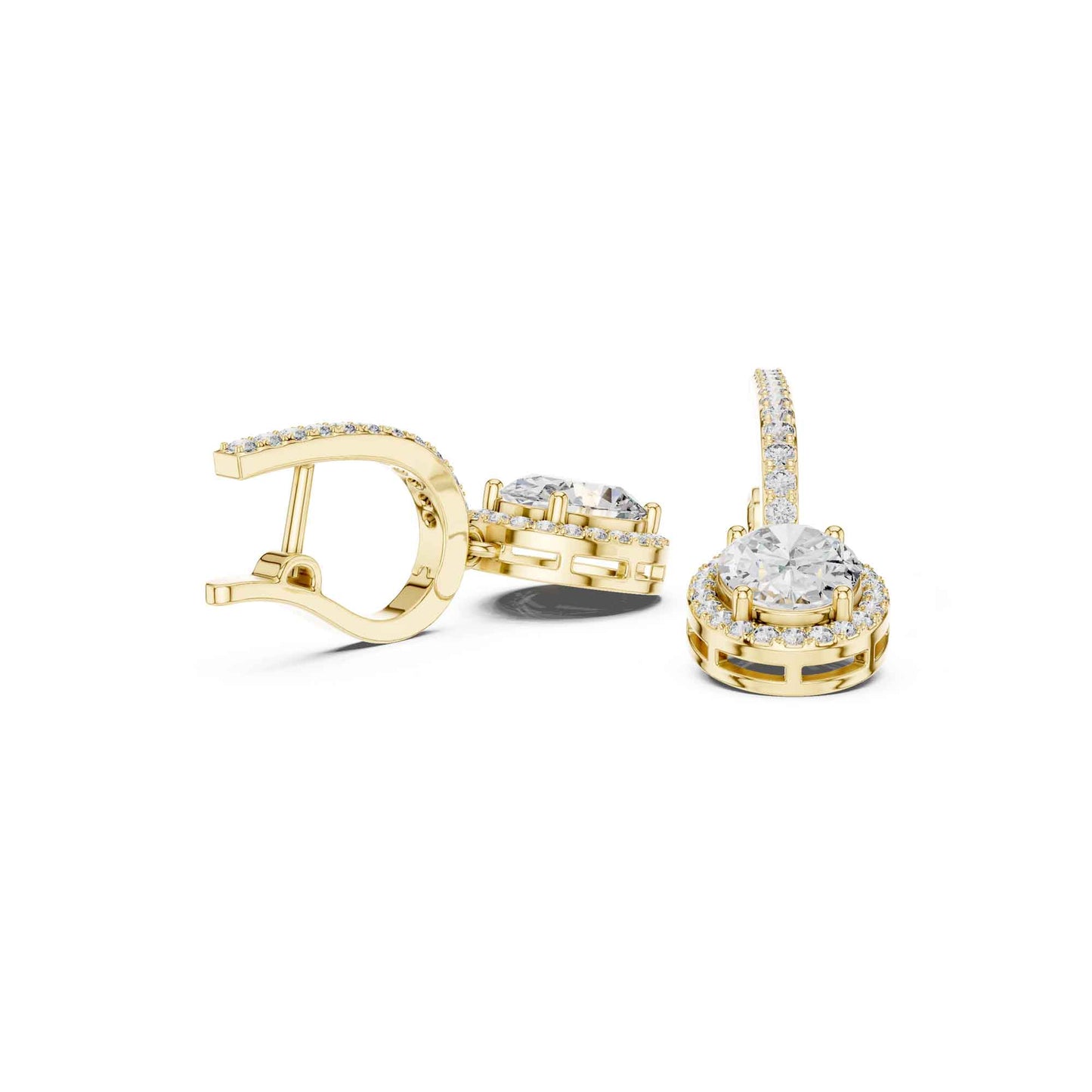 Oval Cut Halo Lab Grown Diamond Drop & Dangle Earrings