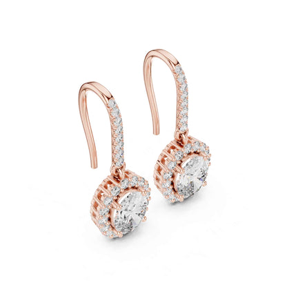 Oval Halo Lab Grown Diamond Drop & Dangle Earrings