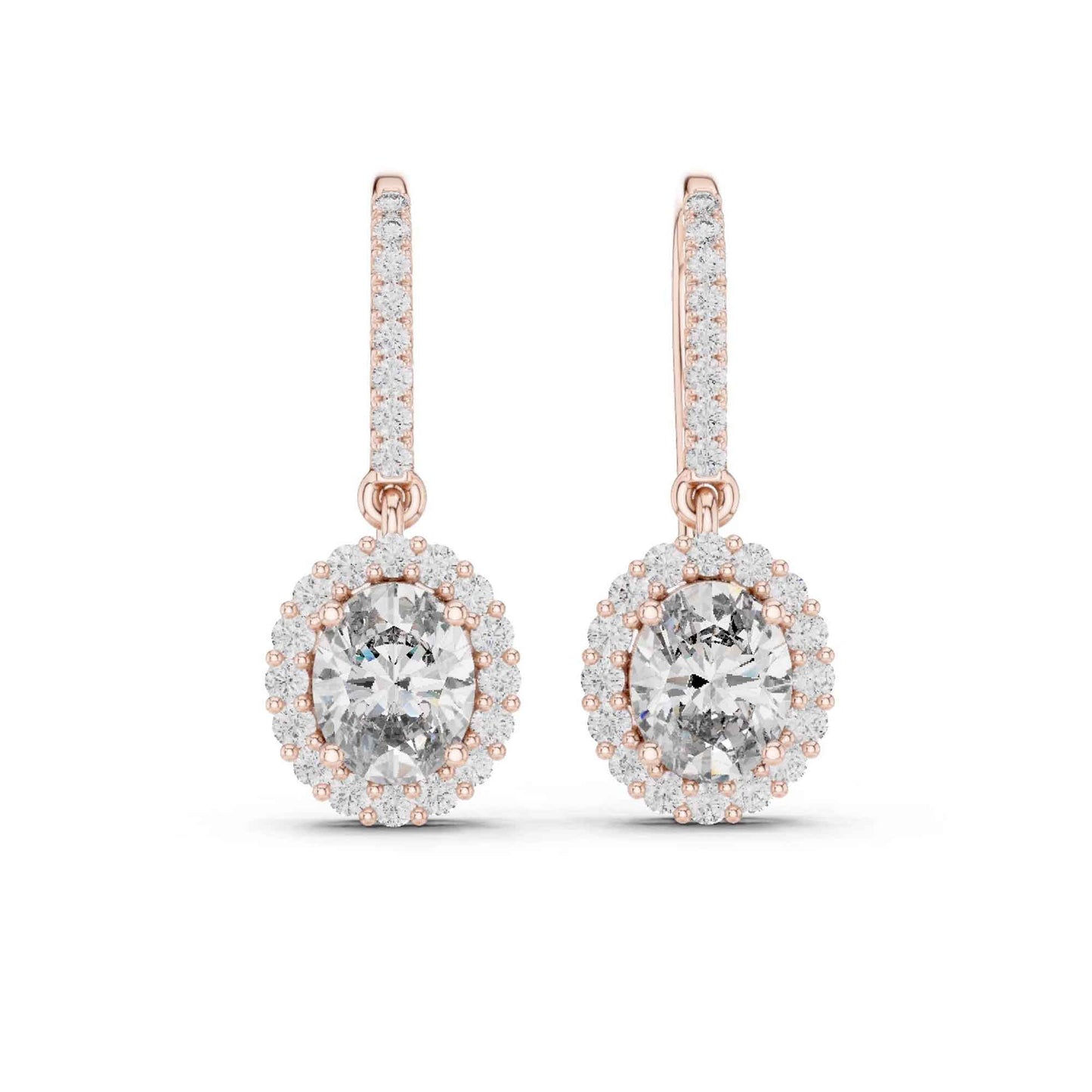 Oval Halo Lab Grown Diamond Drop & Dangle Earrings