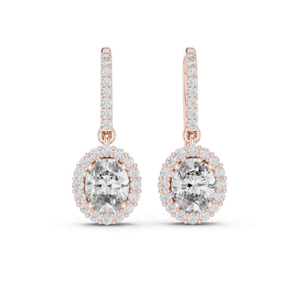 Oval Halo Lab Grown Diamond Drop & Dangle Earrings