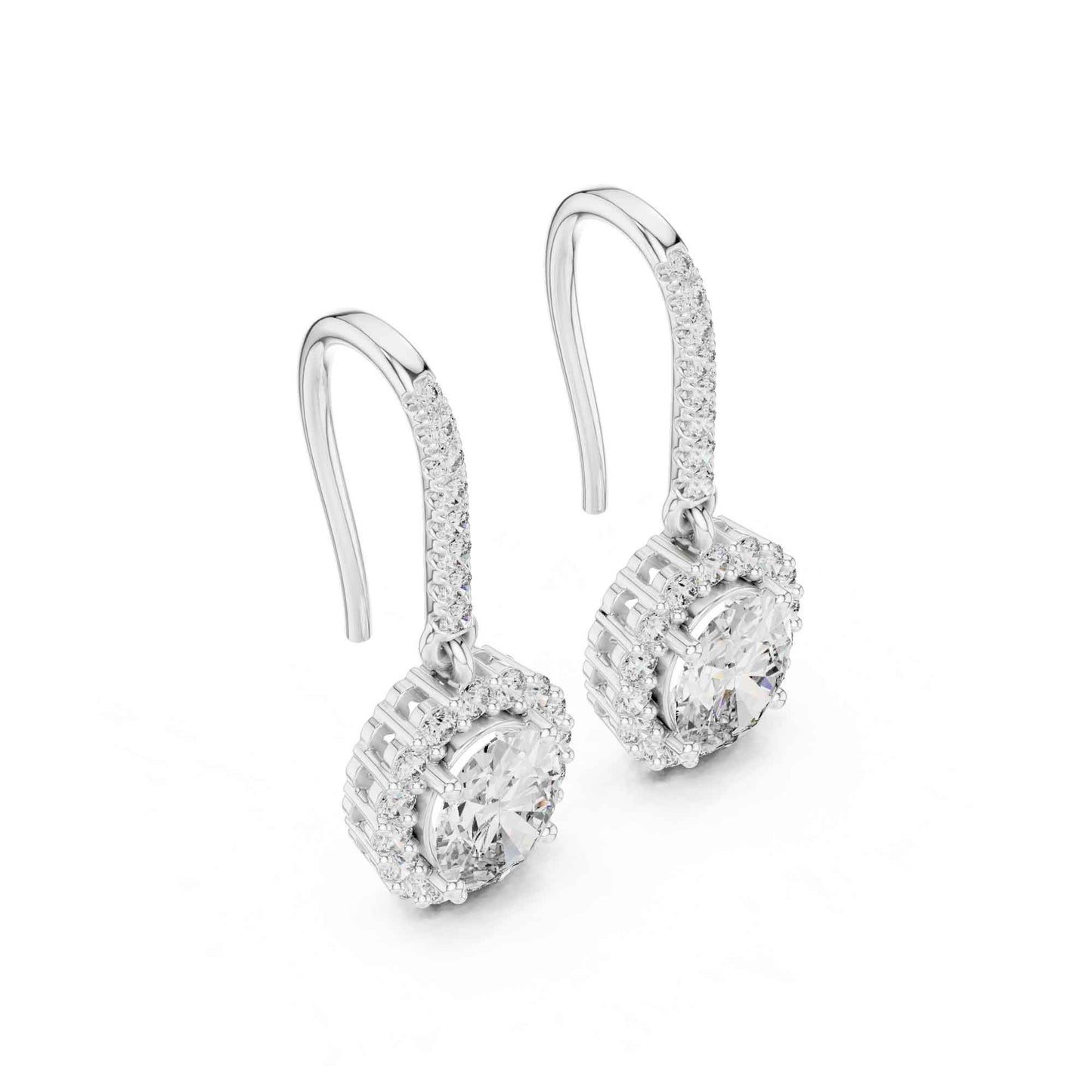Oval Halo Lab Grown Diamond Drop & Dangle Earrings