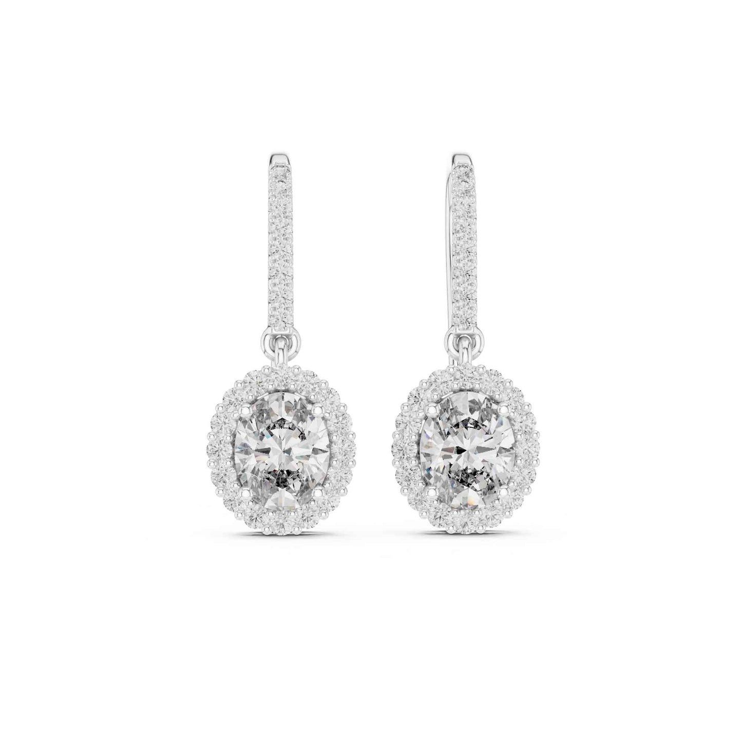 Oval Halo Lab Grown Diamond Drop & Dangle Earrings