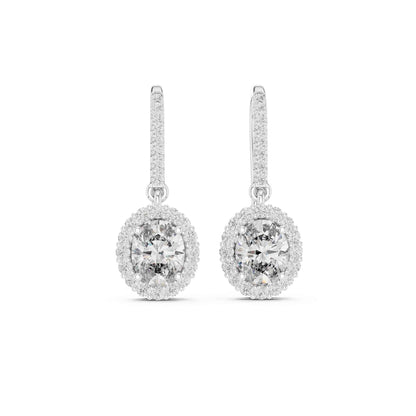 Oval Halo Lab Grown Diamond Drop & Dangle Earrings