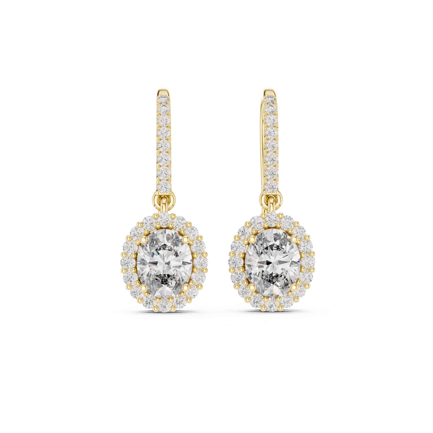 Oval Halo Lab Grown Diamond Drop & Dangle Earrings