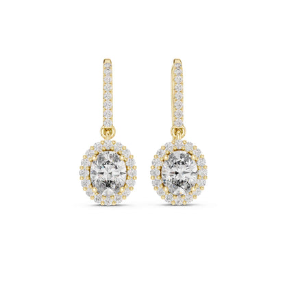 Oval Halo Lab Grown Diamond Drop & Dangle Earrings