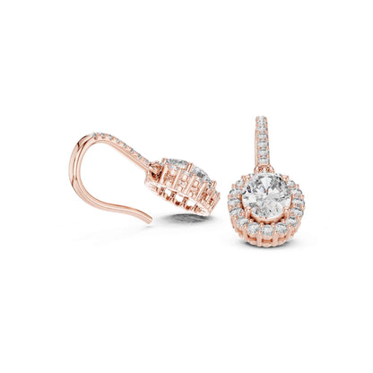 Oval Halo Lab Grown Diamond Drop & Dangle Earrings