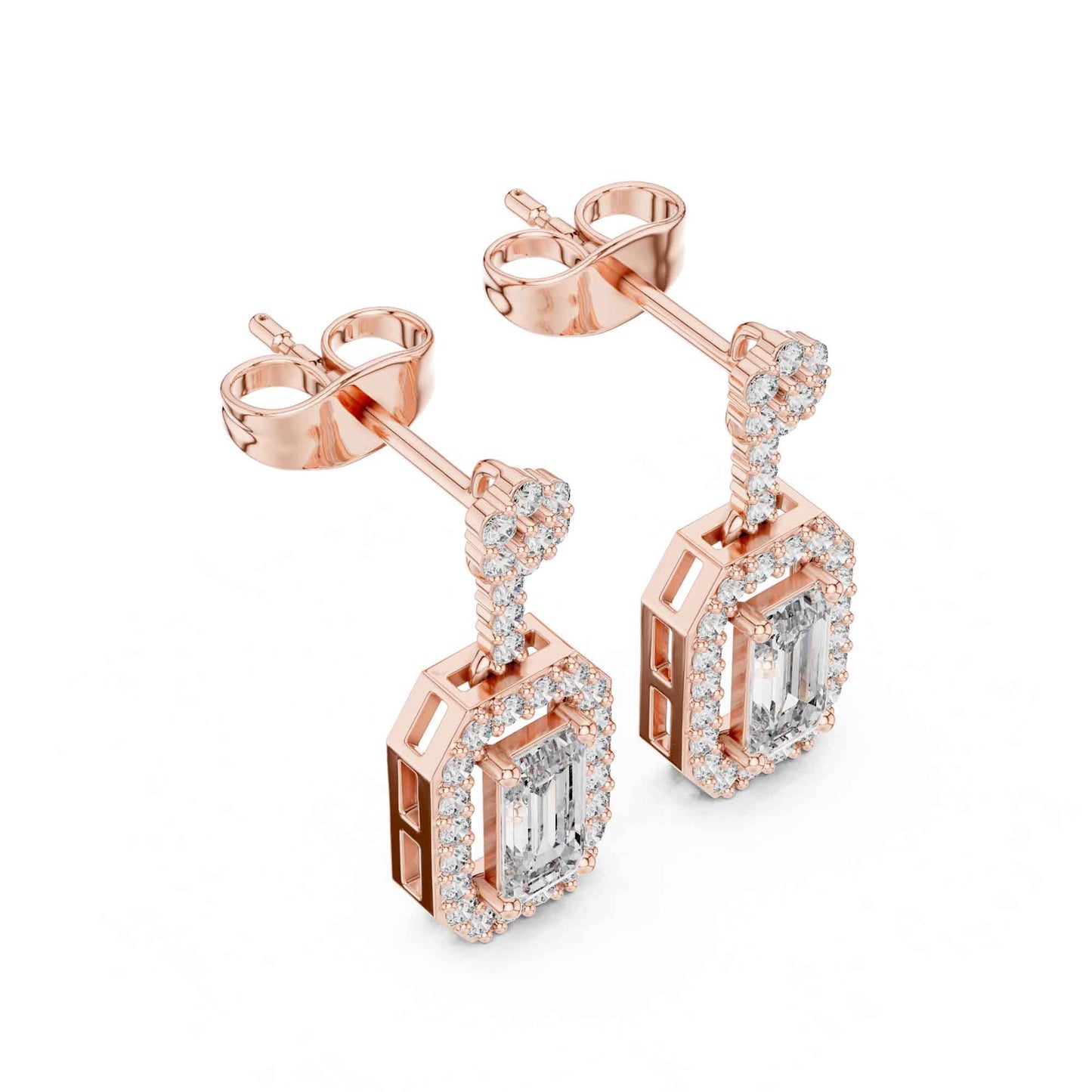 Emerald Cut Lab Grown Diamond Geometric Drop & Dangle Earrings