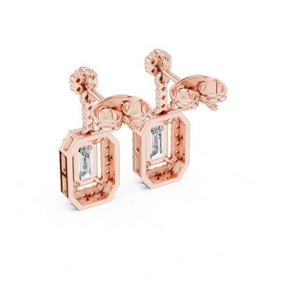 Emerald Cut Lab Grown Diamond Geometric Drop & Dangle Earrings