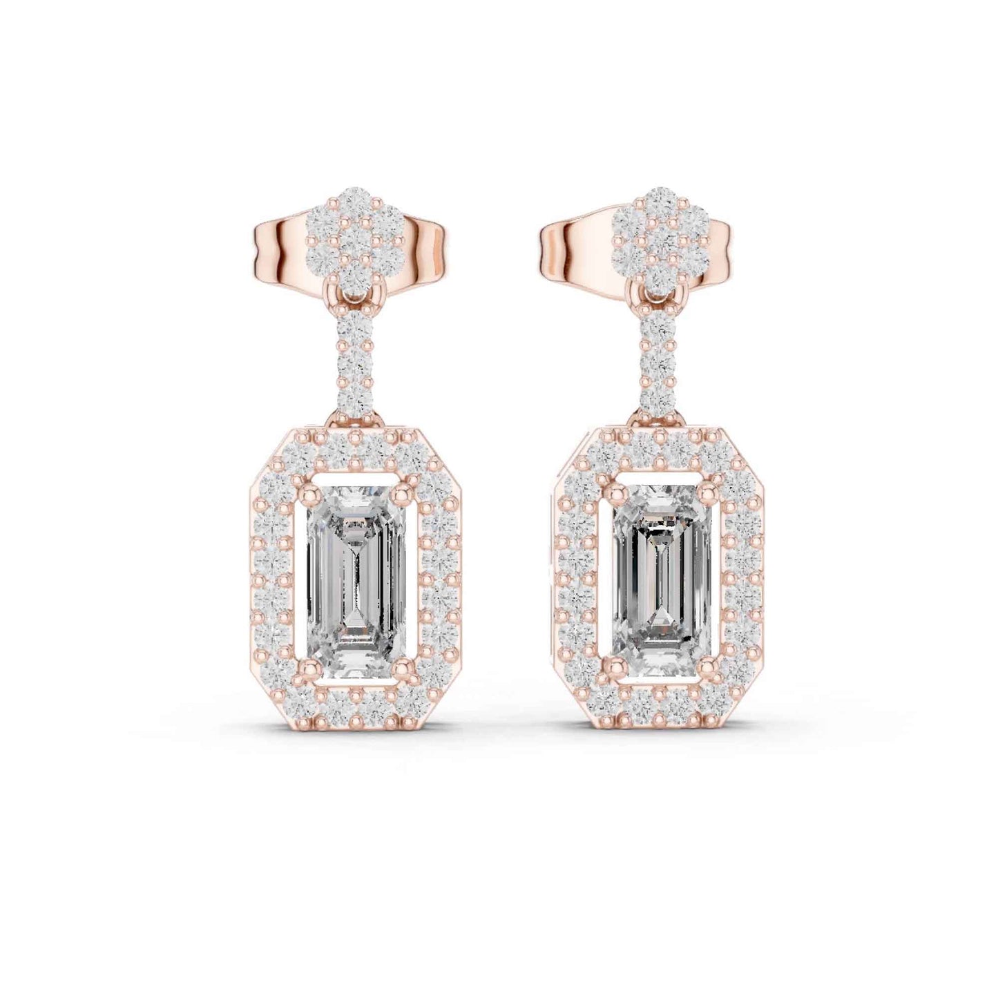 Emerald Cut Lab Grown Diamond Geometric Drop & Dangle Earrings