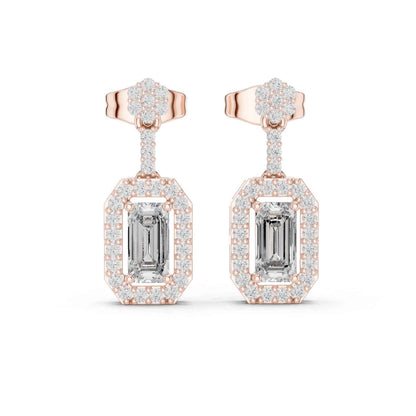 Emerald Cut Lab Grown Diamond Geometric Drop & Dangle Earrings