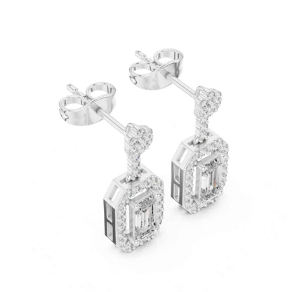 Emerald Cut Lab Grown Diamond Geometric Drop & Dangle Earrings