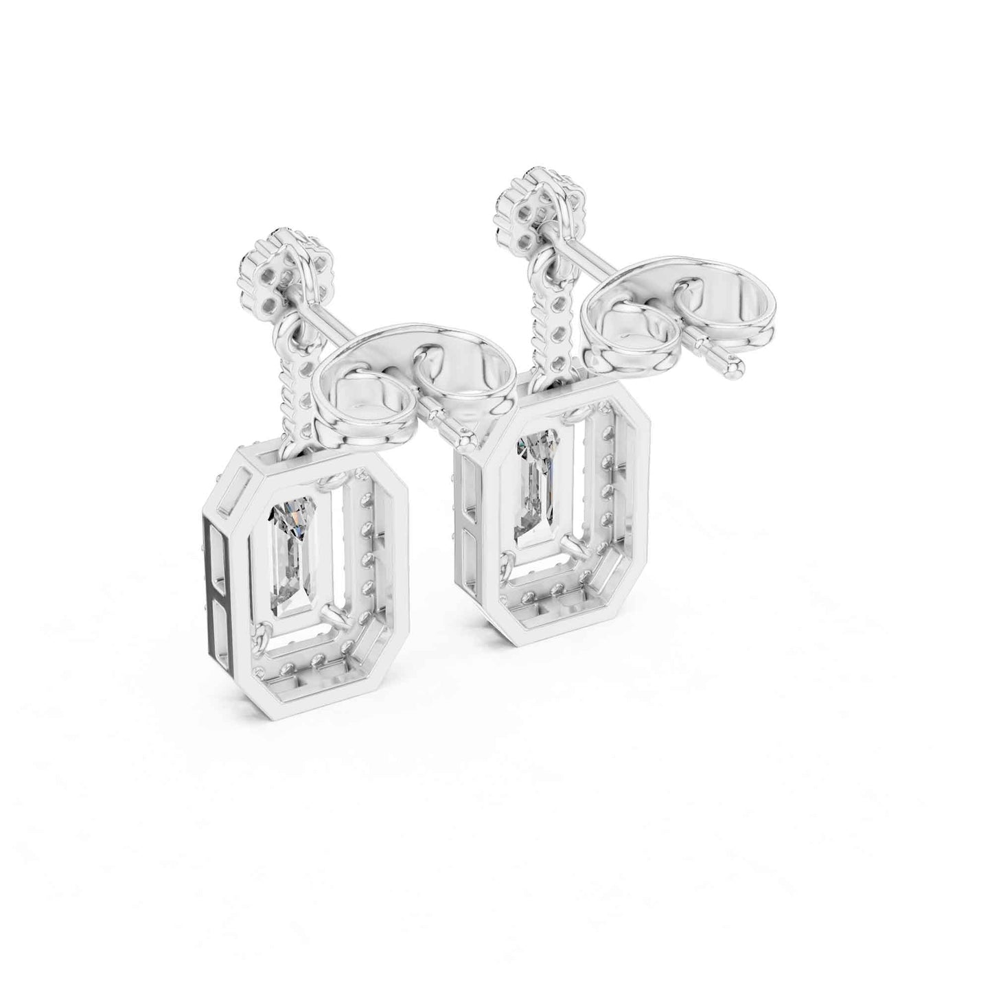 Emerald Cut Lab Grown Diamond Geometric Drop & Dangle Earrings