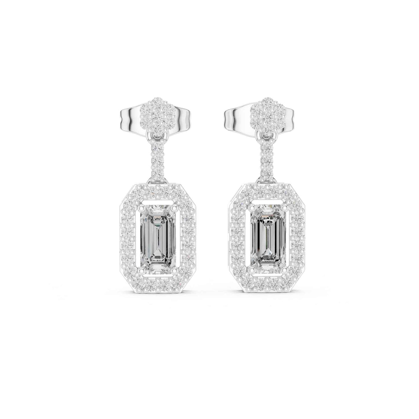 Emerald Cut Lab Grown Diamond Geometric Drop & Dangle Earrings