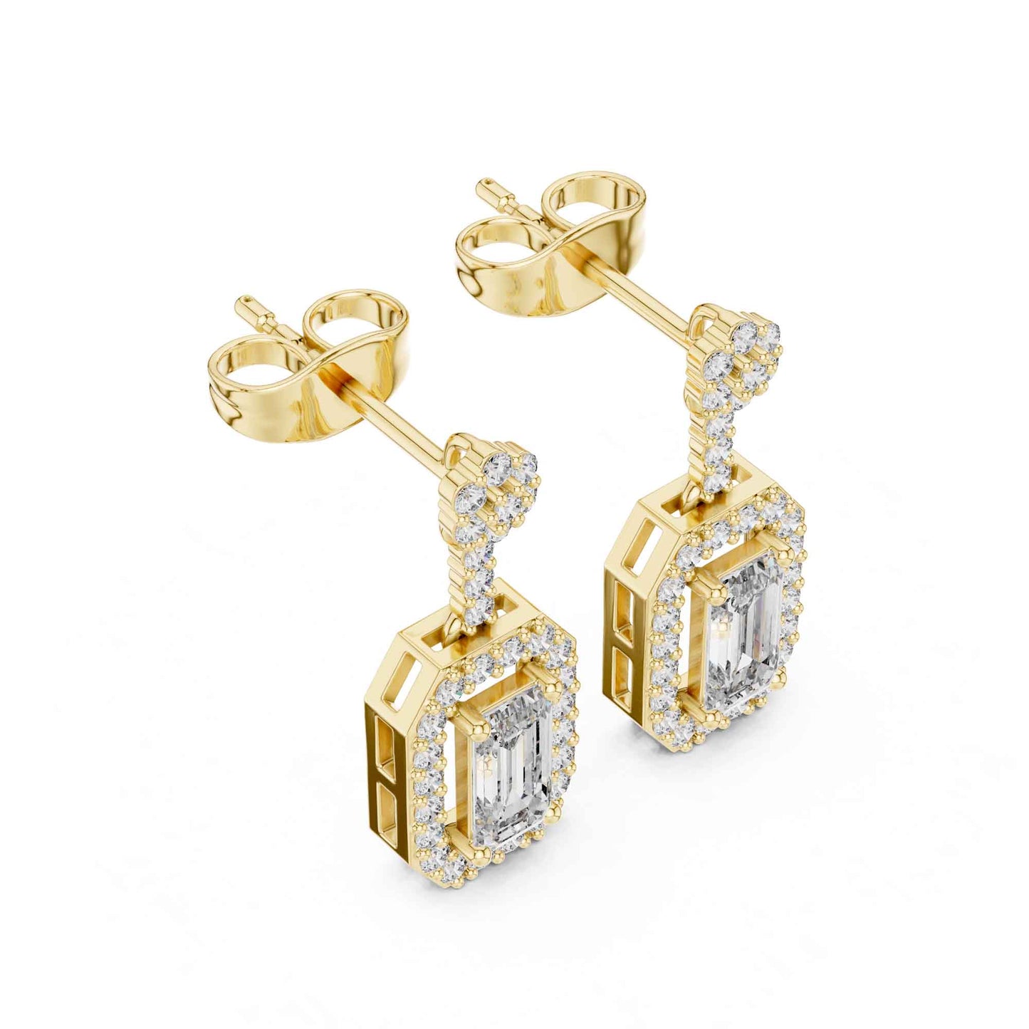 Emerald Cut Lab Grown Diamond Geometric Drop & Dangle Earrings