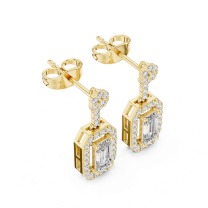 Emerald Cut Lab Grown Diamond Geometric Drop & Dangle Earrings