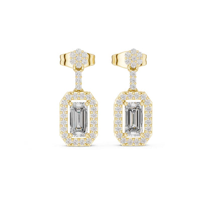 Emerald Cut Lab Grown Diamond Geometric Drop & Dangle Earrings