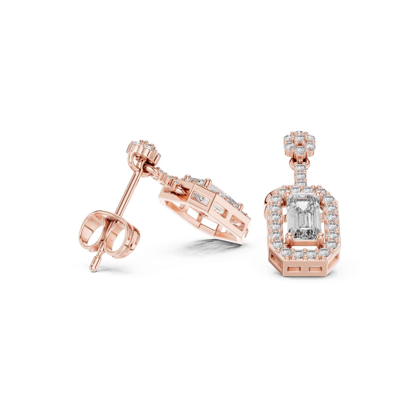 Emerald Cut Lab Grown Diamond Geometric Drop & Dangle Earrings