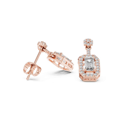 Emerald Cut Lab Grown Diamond Geometric Drop & Dangle Earrings