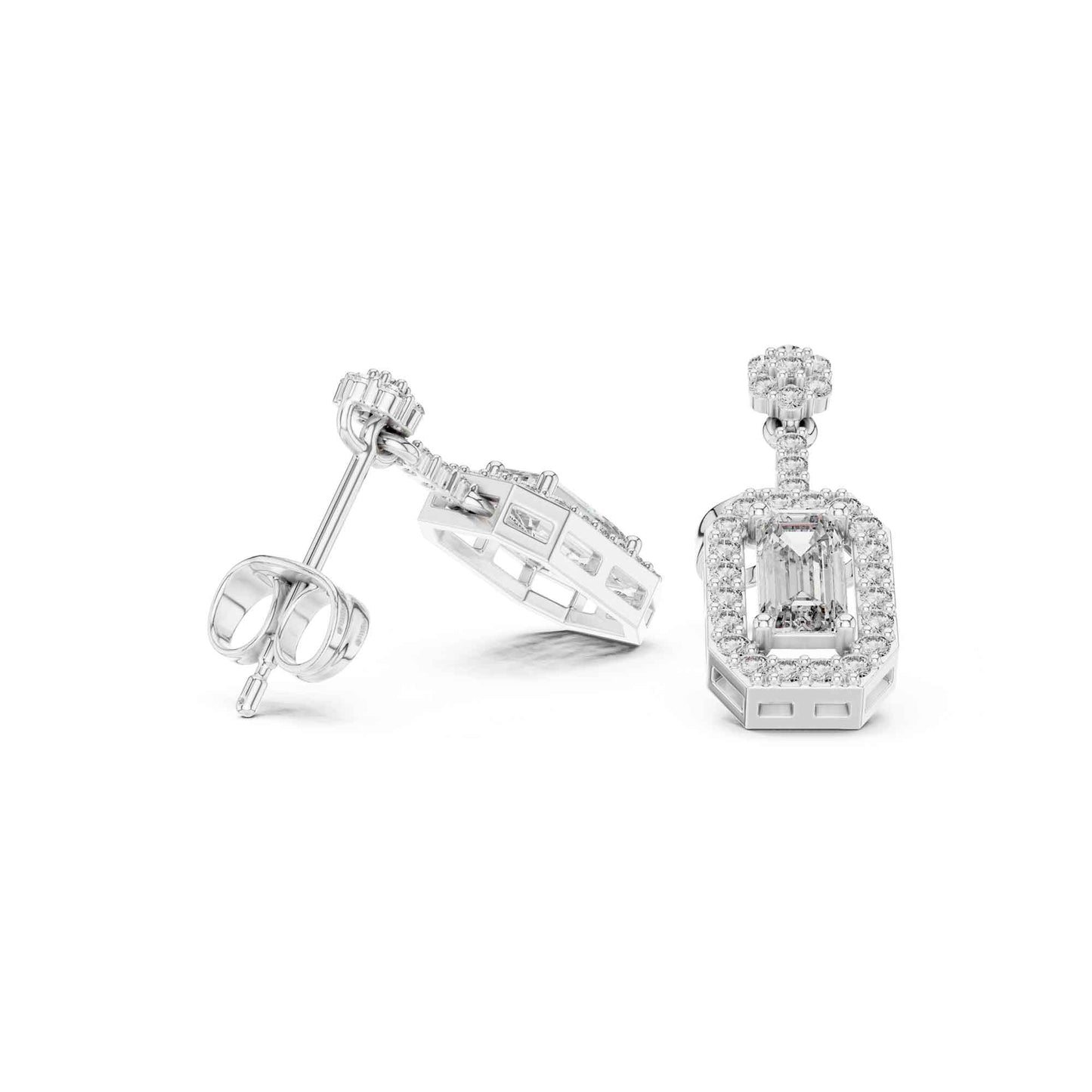 Emerald Cut Lab Grown Diamond Geometric Drop & Dangle Earrings