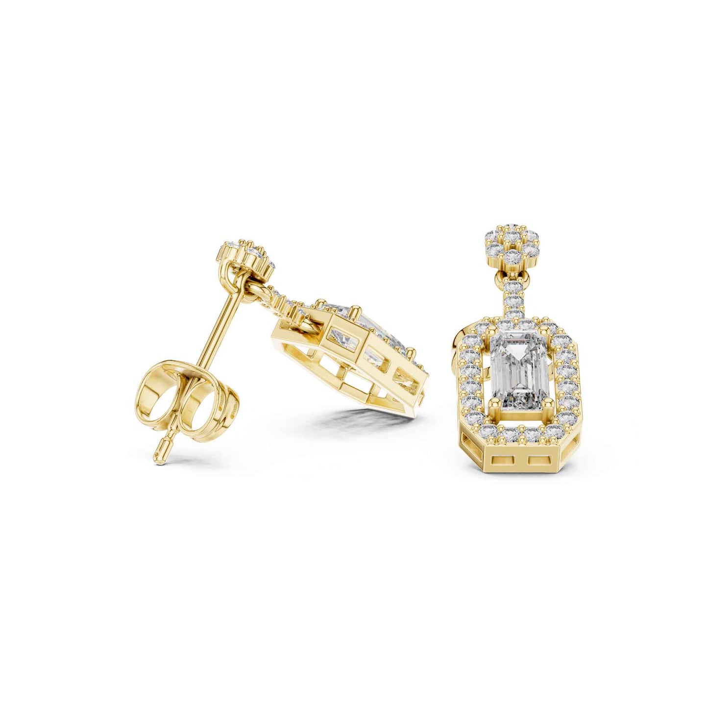 Emerald Cut Lab Grown Diamond Geometric Drop & Dangle Earrings