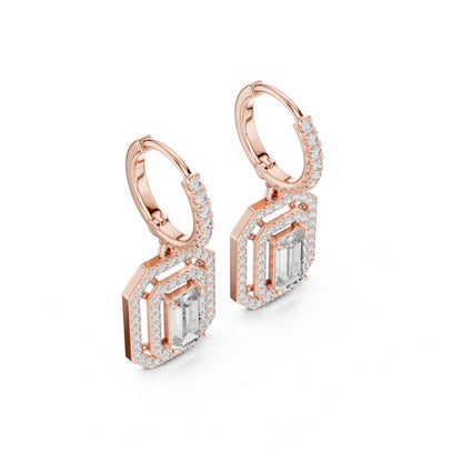Emerald Cut Lab Grown Diamond Geometric Drop & Dangle Earrings