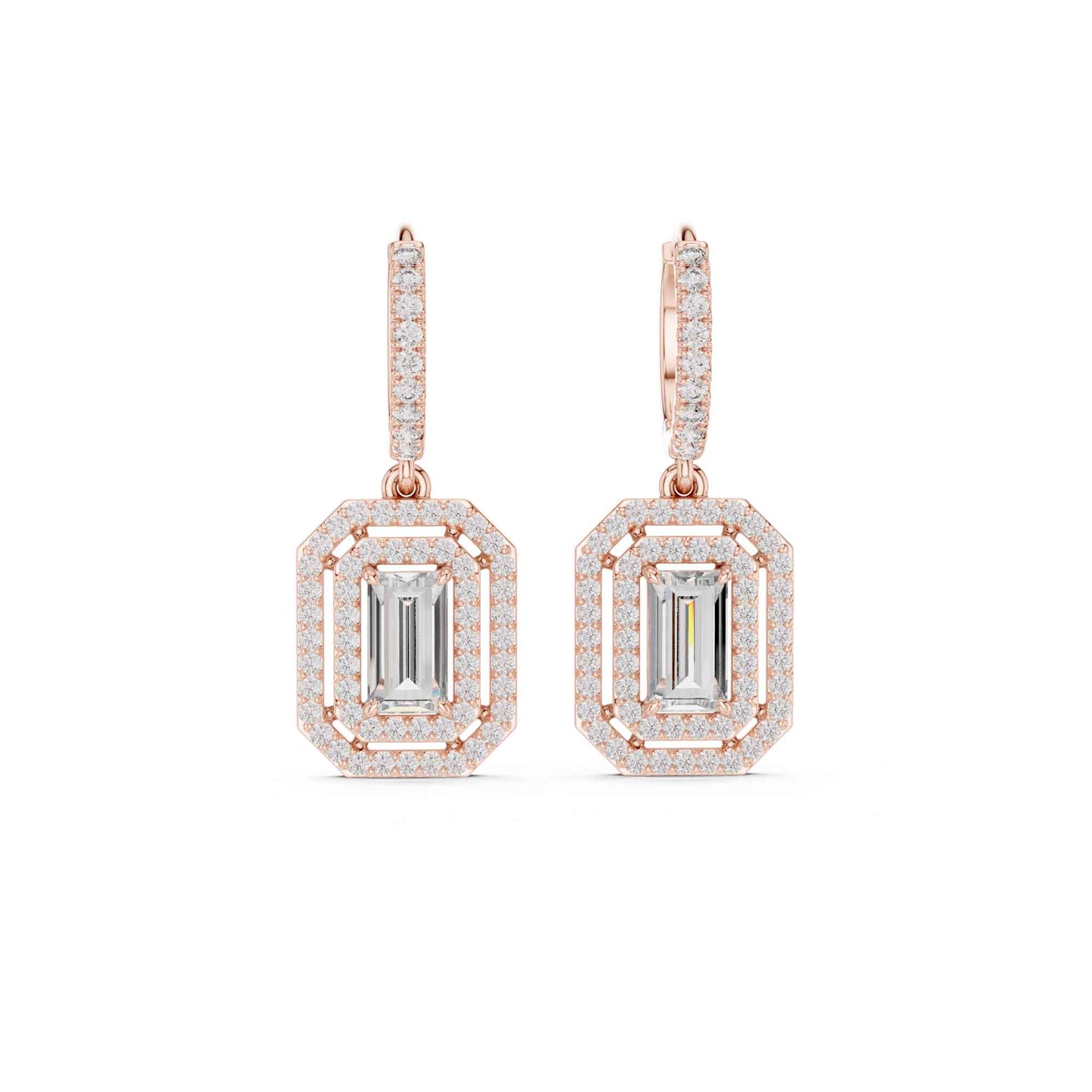 Emerald Cut Lab Grown Diamond Geometric Drop & Dangle Earrings