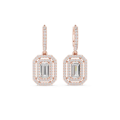 Emerald Cut Lab Grown Diamond Geometric Drop & Dangle Earrings