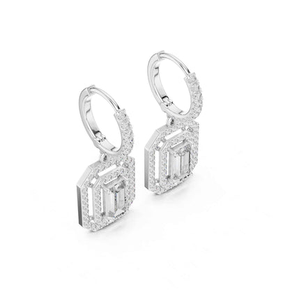 Emerald Cut Lab Grown Diamond Geometric Drop & Dangle Earrings