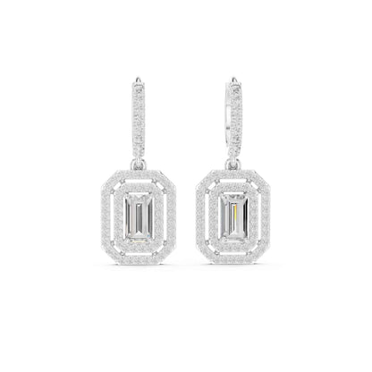 Emerald Cut Lab Grown Diamond Geometric Drop & Dangle Earrings